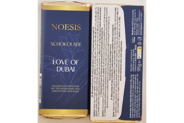 The Noesis Love of Dubai Schokolade, which is being recalled because it contains peanuts