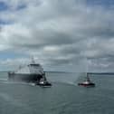 A cargo ship is set to be towed into Portsmouth after a fire broke out in its engine room off the Isle of Wight. (Photo: Portsmouth International Port)