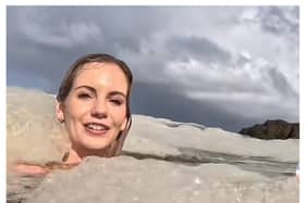A video has gone viral on social media showing an influencer accidentally “swimming through sewage” at a beach in Cape Town, South Africa. (Photo: @michelleskyhayward/TikTok)