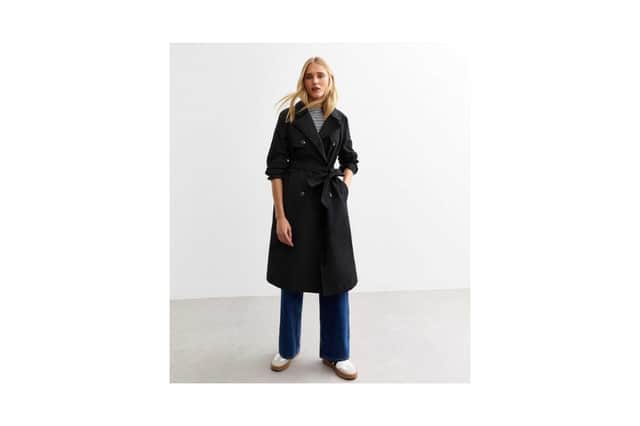 Black Double Breasted Trench Coat