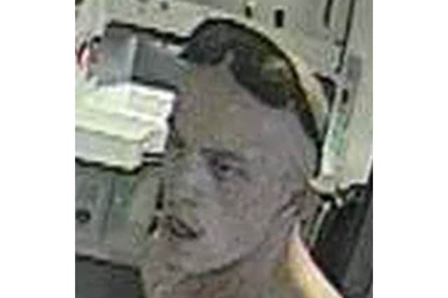 British Transport Police want to speak to this man after a train passenger went to the toilet, emerged into the carriage completely naked and made inappropriate comments towards another man