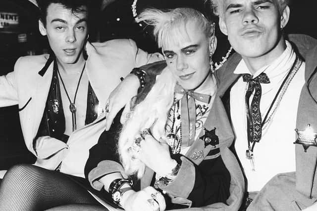 1980s music star Sigue Sigue Sputnik star Ray Mayhew has died as bandmate shares tribute. New wave band 'Sigue Sigue Sputnik' in the back of a car, attending a party held by musician Prince at The Roof Gardens, London, August 14th 1986. (Photo by Dave Hogan/Getty Images)