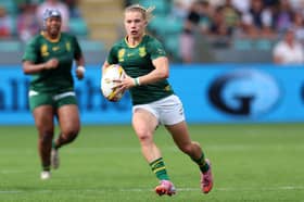 Nadine Roos of South Africa runs with the ball during the Women's Rugby World Cup 2025