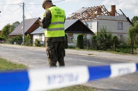 A house in the Polish village of Wyryki-Wola was destroyed by debris from a shot down Russian drone (Picture: Wojtek Radwanski)