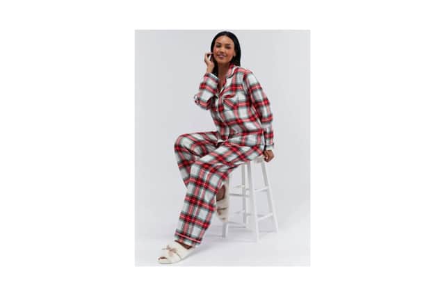 The ivory and red check PJ's are perfect for the festive season.