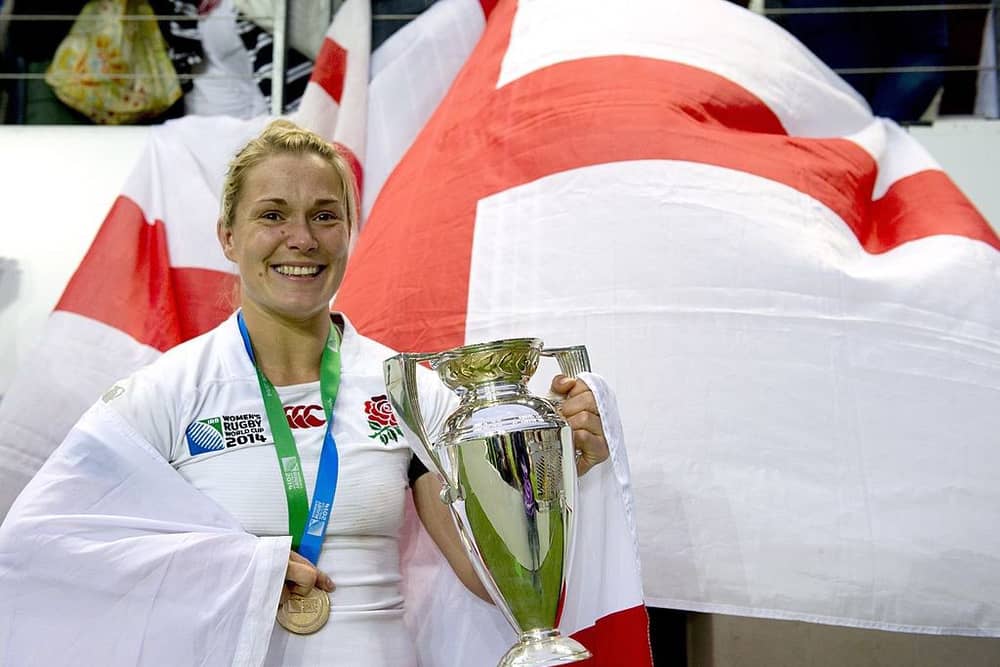 Rachael Burford with the World Cup trophy