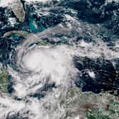 Hurricane Melissa pictured by satellite as it churned northwest through the Caribbean Sea on Monday evening