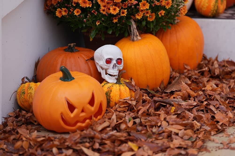 Halloween themed decorations at a house in Notting Hill, London