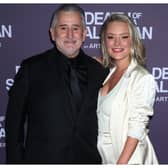 Anthony LaPaglia (L) poses with Alexandra Henkel after performing in the opening night of "Death Of A Salesman" at Her Majesty's Theatre on September 07, 2023 in Melbourne, Australia. (Photo by Graham Denholm/Getty Images for GWB Entertainment)