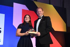 Beth Shriever with her British Cycling Award