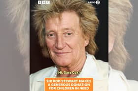 Sir Rod Stewart has made an “incredibly generous donation” to Sara Cox’s Children in Need fundraiser