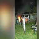 The moment a garden shed exploded after an e-bike was left on charge overnight and caught fire 