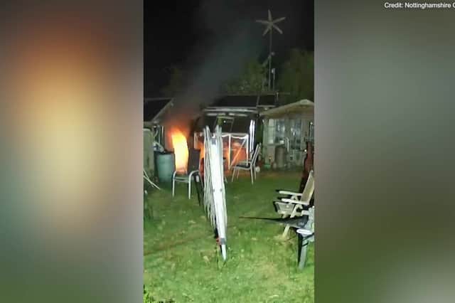 The moment a garden shed exploded after an e-bike was left on charge overnight and caught fire 