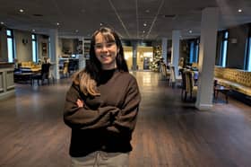 Actress Ashleigh Schuman who went to Birmingham University standing in The Alexandra theatre