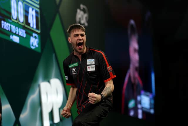 Darts player Dom Taylor, aged 27, has spoken about the death of his daughter, and other tragedies he has suffered in his life, as he apologised for failing a December 2025 drugs test which saw him disqualified from a competition. Photo by Getty Images.