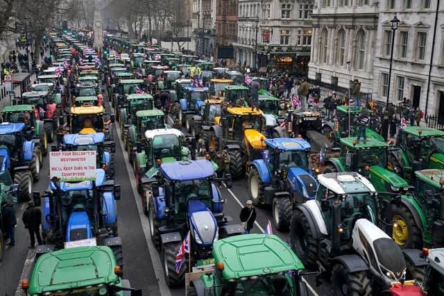 Farmers and their tractors protest in Whitehall, London, over the changes to inheritance tax (IHT) rules