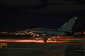 A Royal Air Force Typhoon aircraft, preparing to take off