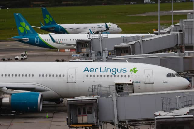 Aer Lingus will shut its Manchester Airport base from March 31st, it confirmed to staff on Wednesday. (Photo: DAVID GANNON/AFP via Getty Images)