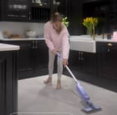 Stacey Solomon using the Shark VacMop 2-in-1 Cordless Hard Floor Vacuum Spray Mop. Photo by Instagram/Stacey Solomon.