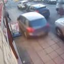 This is the shocking moment the car drove on the pavement during a police chase