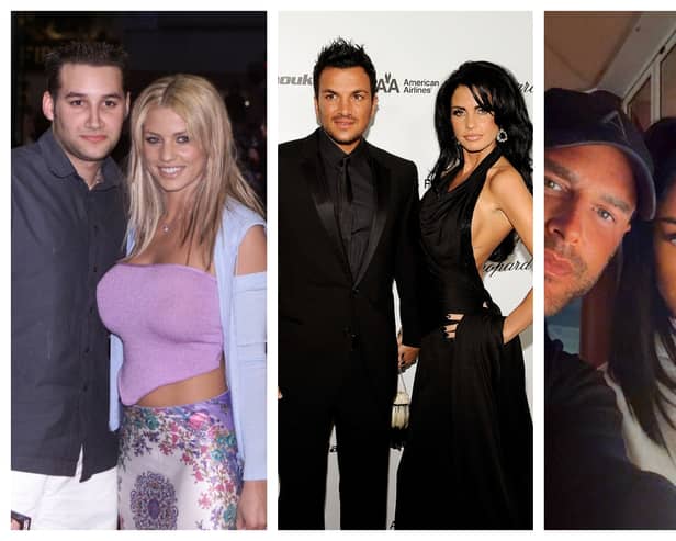 Katie Price is now married to Lee Andrews (pictured far right). She previously dated Dane Bowers and was married to Peter Andre