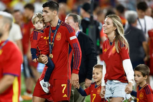 Ex-Chelsea star Alvaro Morata and Italian influencer wife Alice Campello set to divorce after eight years - as he hits out at cheating claims against him. Photo by KENZO TRIBOUILLARD/AFP via Getty Images)