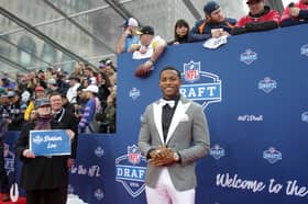 Former NFL player Darron Lee has been charged with murdering his girlfriend. He is pictured in 2016.