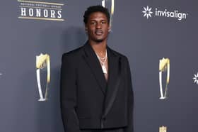NFL star James Pearce Jr. has been arrested after fleeing a domestic dispute and crashing his car during a police chase. Photo by Getty Images.