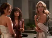 Friends Lucy (Grace Van Patten), Bree (Cat Missal), Pippa (Sonia Mena) on Hulu and Disney+ series Tell Me Lies.