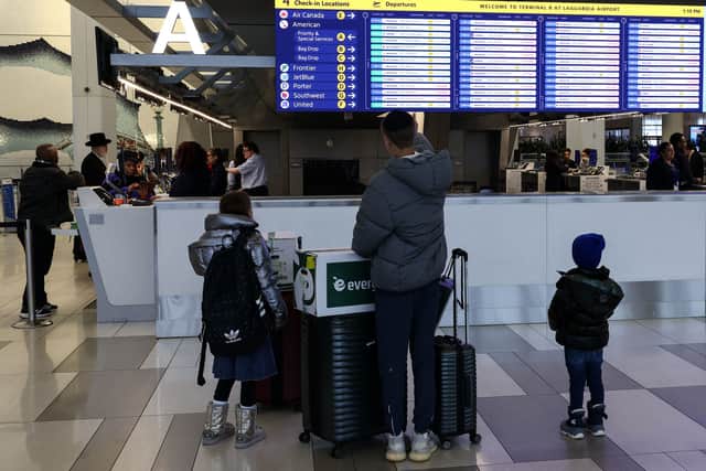 Hundreds of flights are cancelled at major UK airports as a huge winter storm is hitting the US. (Photo: AFP via Getty Images)