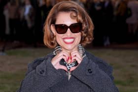 Raye arriving for the Burberry show at London Fashion Week 2025