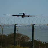 A U-2 spy aircraft lands at the UK's RAF Akrotiri air base, near Limassol, Cyprus