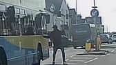 Thug Paul Fuller tried to use a brick to break into a bus full of terrified secondary school pupils