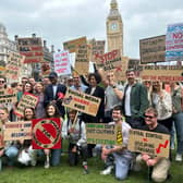 Protesters in central London during a demonstration against the Children's Wellbeing and Schools Bill