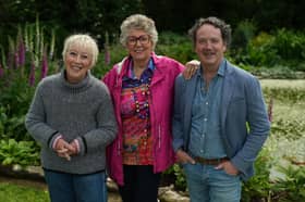 Diarmuid Gavin, Carol Klein and Prue Leith filming Greatest Gardens