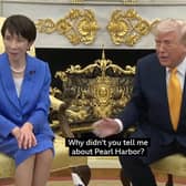 Donald Trump dropped a diplomatic clanger during a White House meeting with the Japanese Prime Minister - by mentioning Pearl Harbor