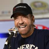 Chuck Norris at the NASCAR Sprint Cup Series AAA Texas 500 in 2016