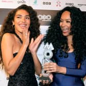 Olivia Dean (left) and Kanya King at the Mobo Awards at Co-op Live Arena, Manchester