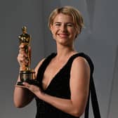 Jessie Buckley, winner of the award for best actress in a leading role for "Hamnet" at the Vanity Fair Oscar Party
