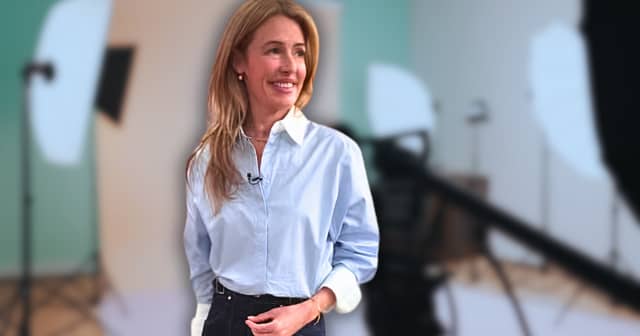 Cat Deeley's This Morning blue shirt is from M&S and it's a spring wardrobe staple.