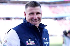 As Mike Vrabel seeks counselling, everything you need to know about wife Jen and sons Tyler and Carter. Head coach Mike Vrabel of the New England Patriots looks on prior to the start of Super Bowl LX against the Seattle Seahawks at Levi's Stadium on February 08, 2026 in Santa Clara, California.  (Photo by Kevin C. Cox/Getty Images)