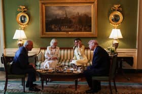 King Charles III and Queen Camilla join US President Donald Trump and First Lady Melania Trump for tea at the White House in Washington DC