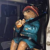 The Paddington Bear statue which was safely recovered by PC Basford after being found abandoned in East Park following a reported theft from Guildhall Square, Southampton