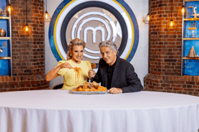 Grace Dent with Giorgio Locatelli who has been revealed as the new Celebrity MasterChef judge