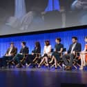 Nick Pasqual who starred in ‘How I Met Your Mother’ sentenced to 32 years to life for trying to kill estranged girlfriend. Nick Pasqual is not pictured here, but actors who are listed: L-R) actor Wayne Brady, Creator/executive producers Carter Bays and Craig Thomas, executive producer Pamela Fryman, Actors Alyson Hannigan,  Cobie Smulders, Josh Radnor and Christin Milloti on stage at The Paley Center For Media's PaleyFest 2014 Honoring "How I Met Your Mother" Series Farewell at Dolby Theatre on March 15, 2014 in Hollywood, California.  (Photo by Frazer Harrison/Getty Images)