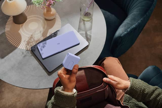 It folds up just like a flip smartphone, which makes it incredibly easy to tuck away
