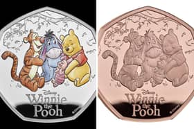 The Royal Mint's collectible coin celebrating friendship, featuring Winnie-the-Pooh, Eeyore, Piglet and Tigger