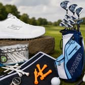 A selection of beginner-friendly golf equipment and accessories available from American Golf, including clubs, shoes, a glove and on-course essentials.