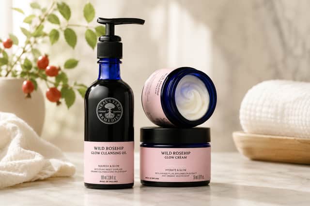 Neal's Yard Remedies' Wild Rosehip collection combines the Glow Cleansing Oil, Glow Cream and Beauty Balm to cleanse, nourish and hydrate skin while boosting natural radiance.