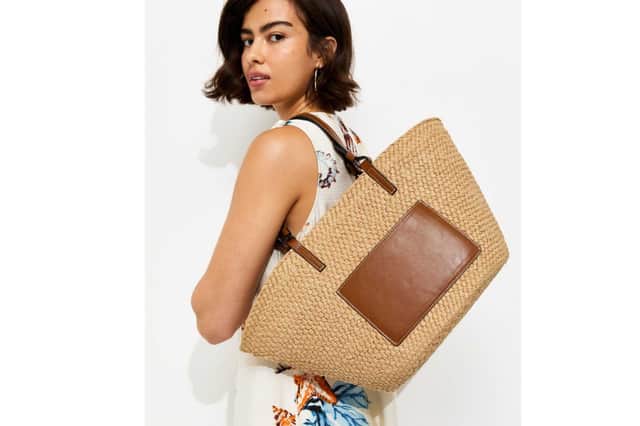 New Look Stone Woven Pocket Straw Basket Bag